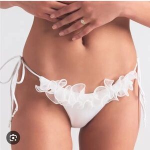NWT SKIMS Bridal swim White Ruffle Tie-Side Bikini new  honeymoon wedding